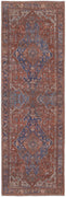 8' Red Tan And Blue Floral Power Loom Runner Rug