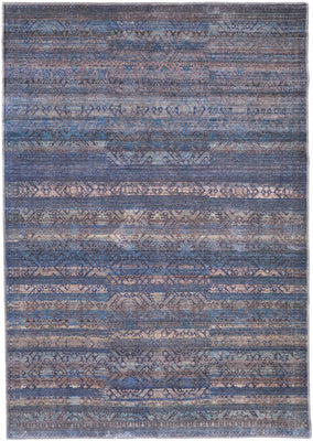 4' X 6' Blue Purple And Brown Floral Power Loom Area Rug