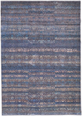 8' X 10' Blue Purple And Brown Floral Power Loom Area Rug