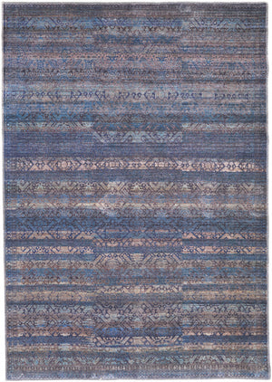 8' X 10' Blue Purple And Brown Floral Power Loom Area Rug