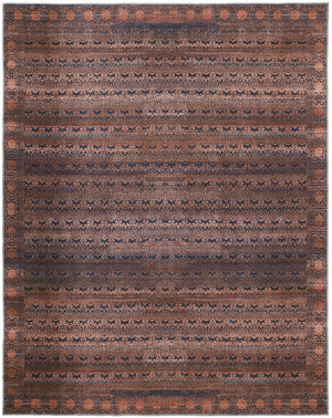 8' X 10' Red Brown And Blue Floral Power Loom Area Rug