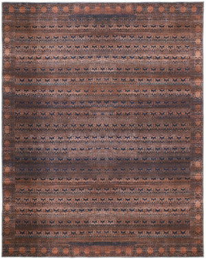 10' X 14' Red Brown And Blue Floral Power Loom Area Rug