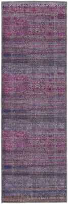 8' Pink And Purple Floral Power Loom Runner Rug