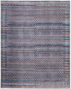 5' X 8' Tan Blue And Pink Striped Power Loom Area Rug