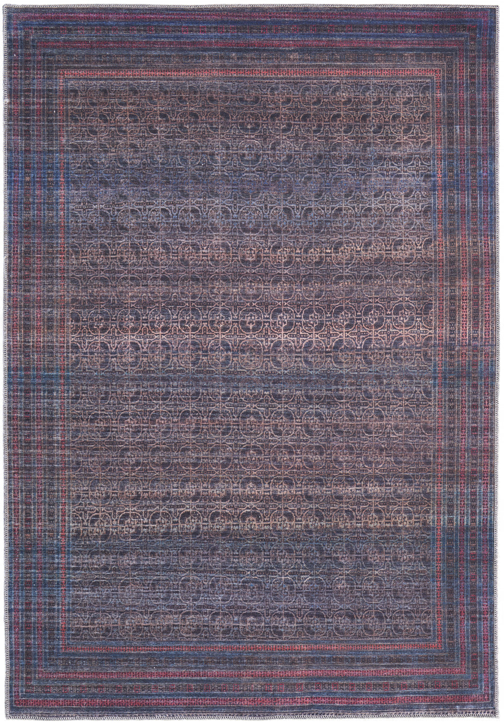 5' X 8' Blue Pink And Purple Floral Power Loom Area Rug