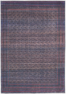 5' X 8' Blue Pink And Purple Floral Power Loom Area Rug