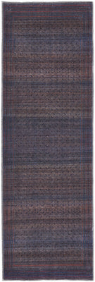 8' Blue Pink And Purple Floral Power Loom Runner Rug