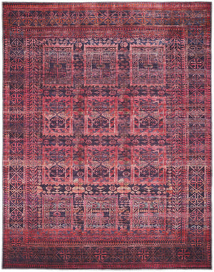 5' X 8' Red And Gray Geometric Power Loom Area Rug