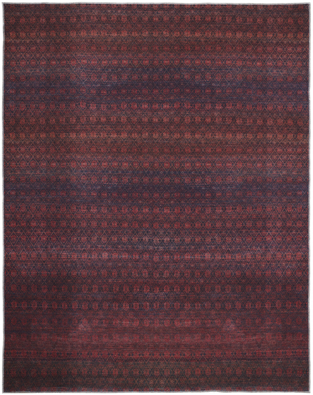 4' X 6' Red And Gray Striped Power Loom Area Rug