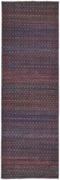 8' Red And Gray Striped Power Loom Runner Rug