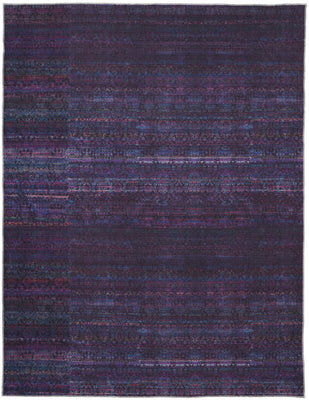 9' X 12' Blue And Purple Striped Power Loom Area Rug