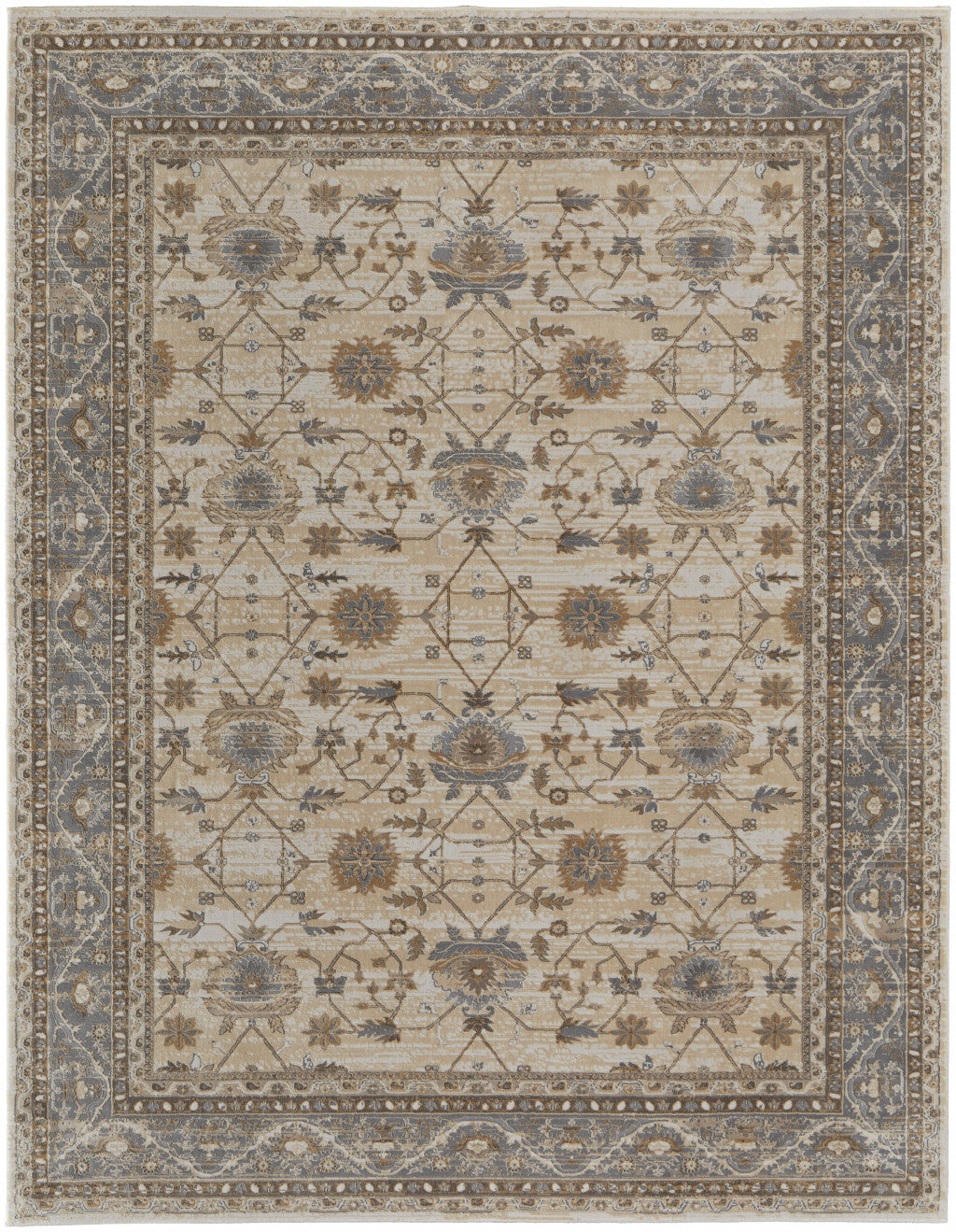 4' X 6' Tan Ivory And Gray Power Loom Area Rug