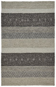 5' X 8' Gray Taupe And Tan Wool Striped Hand Woven Stain Resistant Area Rug