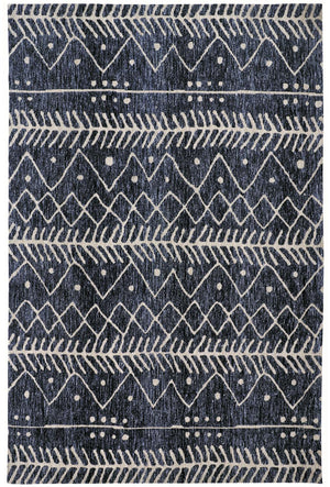 2' X 3' Blue And Ivory Striped Stain Resistant Area Rug