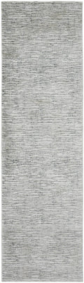 8' Gray Green And Ivory Striped Distressed Stain Resistant Runner Rug