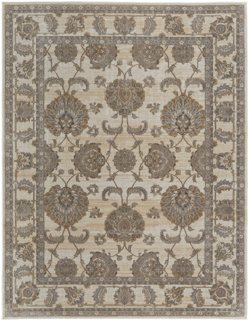 2' X 3' Tan Ivory And Brown Power Loom Area Rug