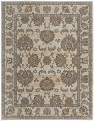 2' X 3' Tan Ivory And Brown Power Loom Area Rug