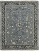 2' X 3' Blue Gray And Taupe Wool Floral Hand Knotted Stain Resistant Area Rug