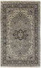 2' X 3' Gray Taupe And Blue Wool Floral Hand Knotted Stain Resistant Area Rug