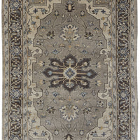 2' X 3' Gray Taupe And Blue Wool Floral Hand Knotted Stain Resistant Area Rug