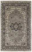 2' X 3' Gray Taupe And Blue Wool Floral Hand Knotted Stain Resistant Area Rug