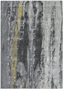 2' X 3' Gray And Black Abstract Stain Resistant Area Rug