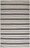 2' X 3' Black And White Striped Dhurrie Hand Woven Stain Resistant Area Rug