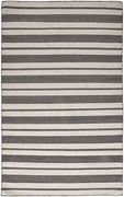 2' X 3' Black And White Striped Dhurrie Hand Woven Stain Resistant Area Rug