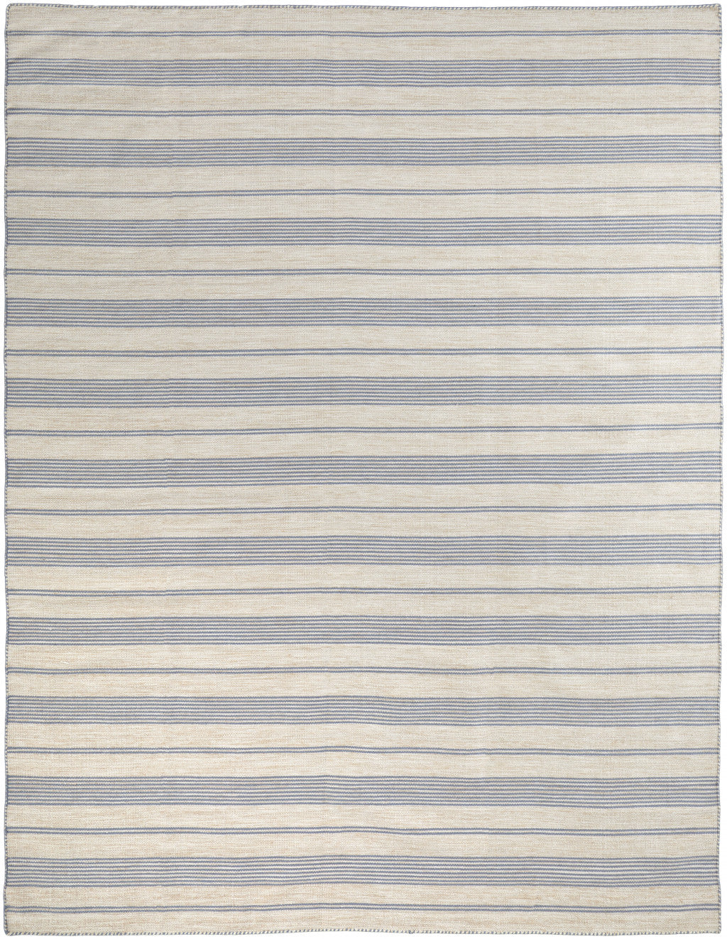 2' X 3' Blue Ivory And Tan Striped Dhurrie Hand Woven Stain Resistant Area Rug