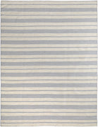 2' X 3' Blue Ivory And Tan Striped Dhurrie Hand Woven Stain Resistant Area Rug