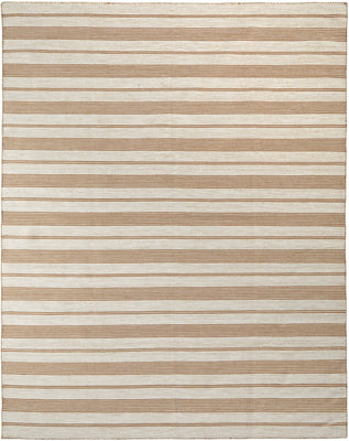 2' X 3' Ivory Taupe And Brown Striped Dhurrie Hand Woven Stain Resistant Area Rug