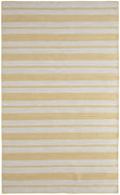 2' X 3' Yellow And Ivory Striped Dhurrie Hand Woven Stain Resistant Area Rug