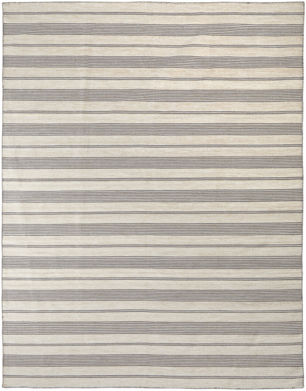 2' X 3' Gray And Ivory Striped Dhurrie Hand Woven Stain Resistant Area Rug