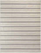 2' X 3' Gray And Ivory Striped Dhurrie Hand Woven Stain Resistant Area Rug