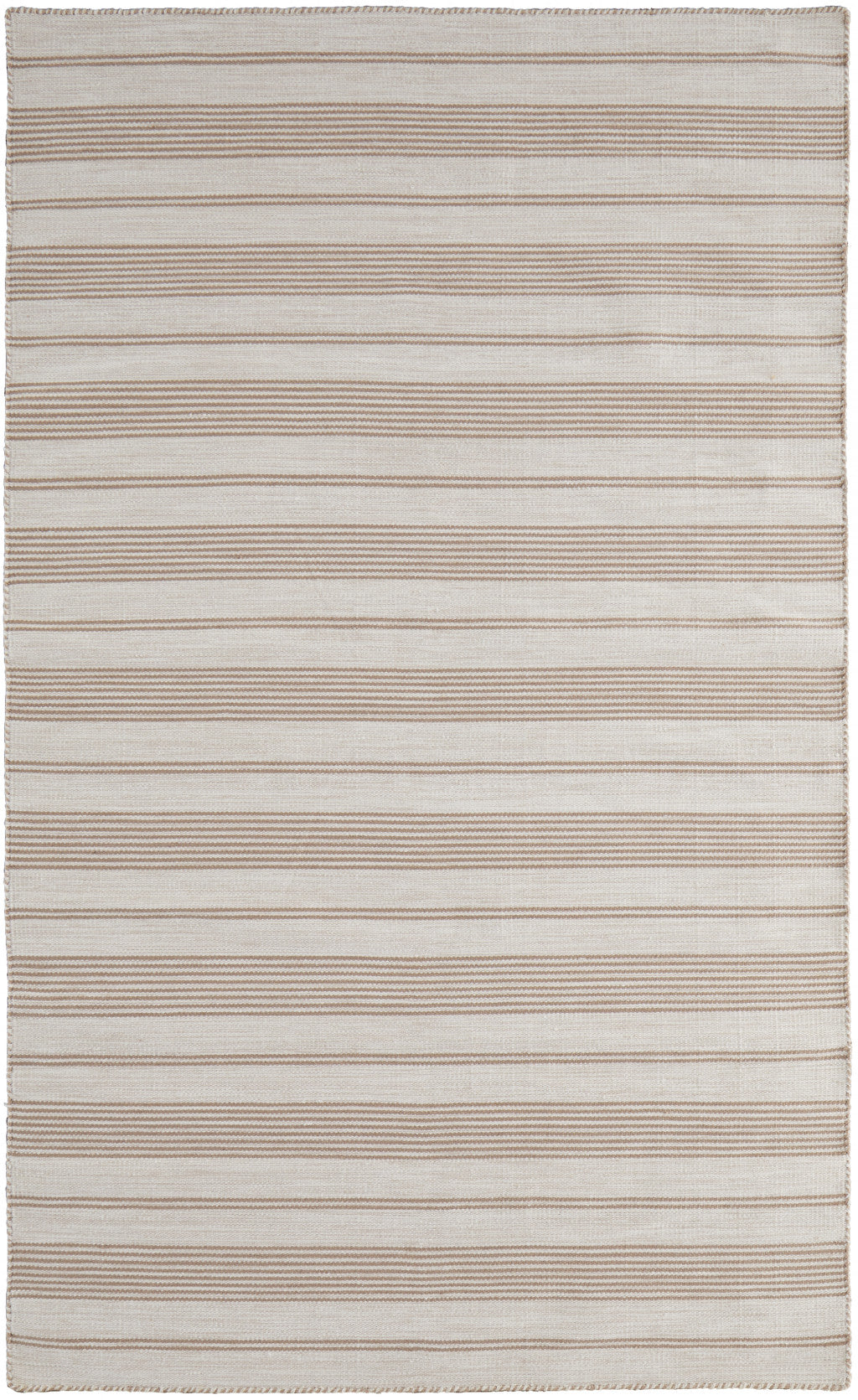 2' X 3' Ivory And Taupe Striped Dhurrie Hand Woven Stain Resistant Area Rug