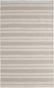 2' X 3' Ivory And Taupe Striped Dhurrie Hand Woven Stain Resistant Area Rug