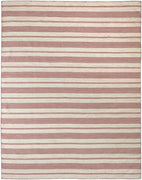 2' X 3' Red And Ivory Striped Dhurrie Hand Woven Stain Resistant Area Rug