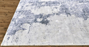 2' X 3' Blue Gray And Ivory Abstract Hand Woven Area Rug