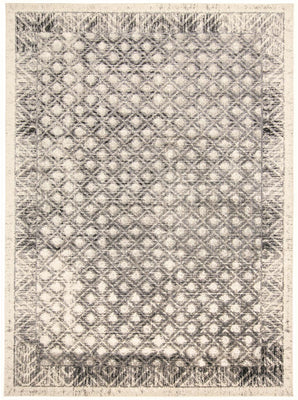 2' X 3' Ivory Black And Taupe Abstract Stain Resistant Area Rug