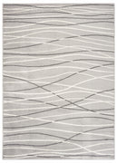 8' X 9' Gray And White Abstract Stain Resistant Indoor Outdoor Area Rug