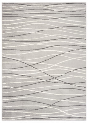 8' X 9' Gray And White Abstract Stain Resistant Indoor Outdoor Area Rug