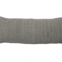 14" X 36" Gray And Off-White 100% Cotton Zippered Pillow