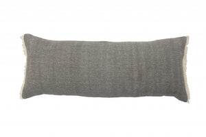 14" X 36" Gray And Off-White 100% Cotton Zippered Pillow