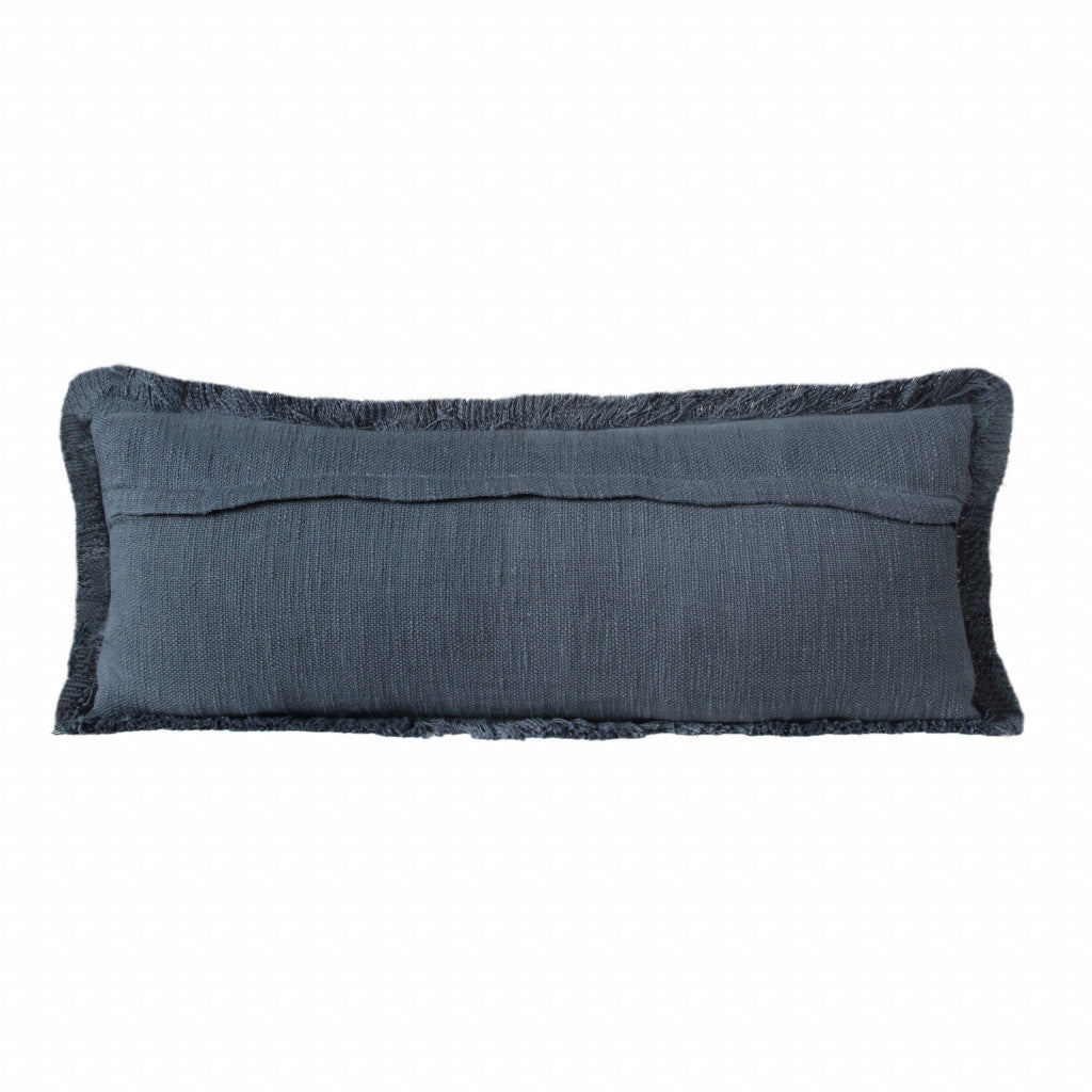 14" X 36" Navy Blue 100% Cotton Zippered Pillow