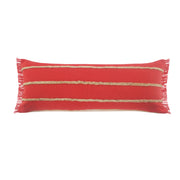 14" X 36" Red And Tan 100% Cotton Zippered Pillow