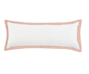 14" X 36" White And Light Pink 100% Cotton Geometric Zippered Pillow