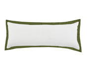 14" X 36" White And Moss Green 100% Cotton Geometric Zippered Pillow