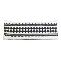 14" X 36" Black And White 100% Cotton Geometric Zippered Pillow