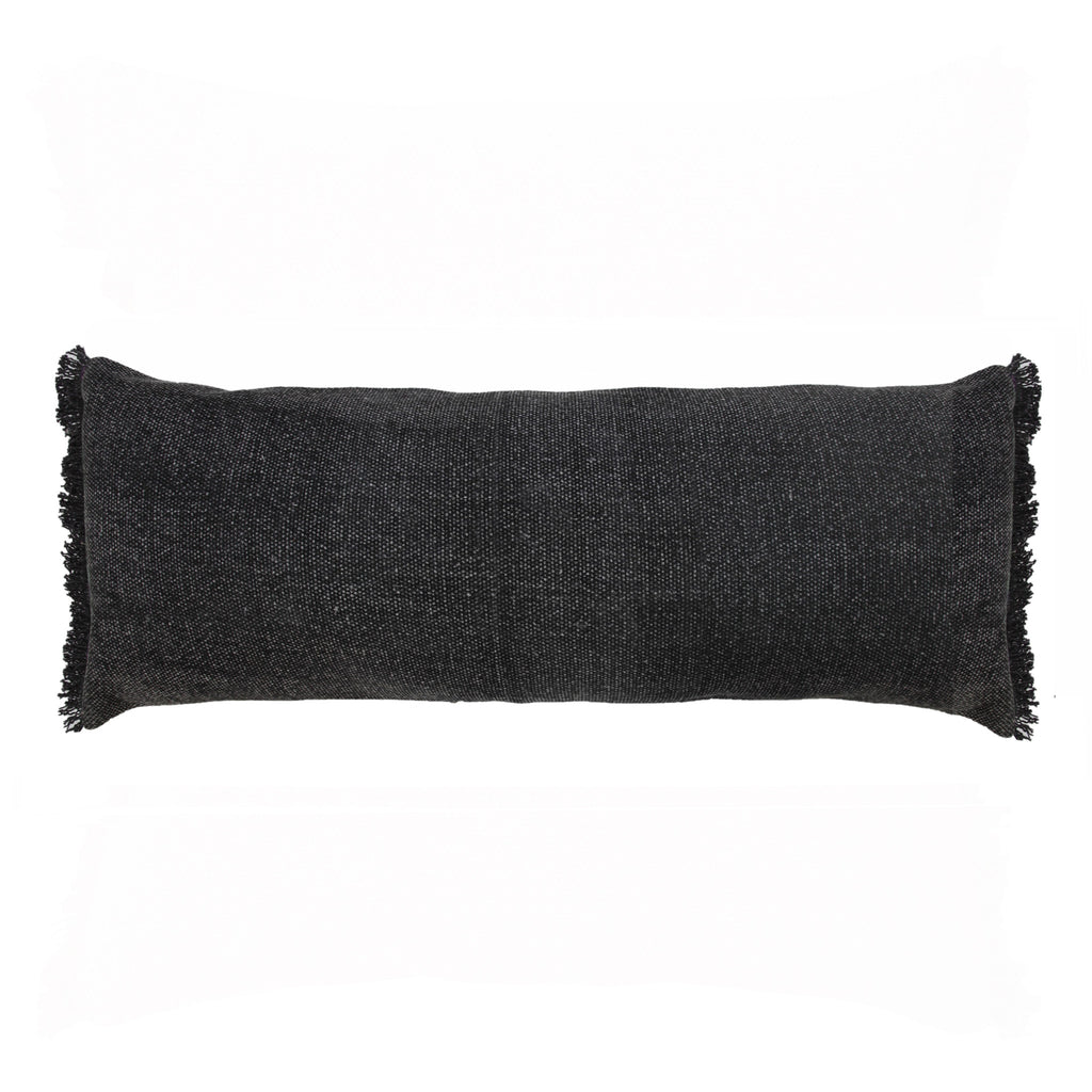 14" X 36" Jet Black 100% Cotton Zippered Pillow