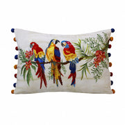 14" X 20" Red Blue Orange And Ivory Bird Polyester Animal Print Zippered Pillow